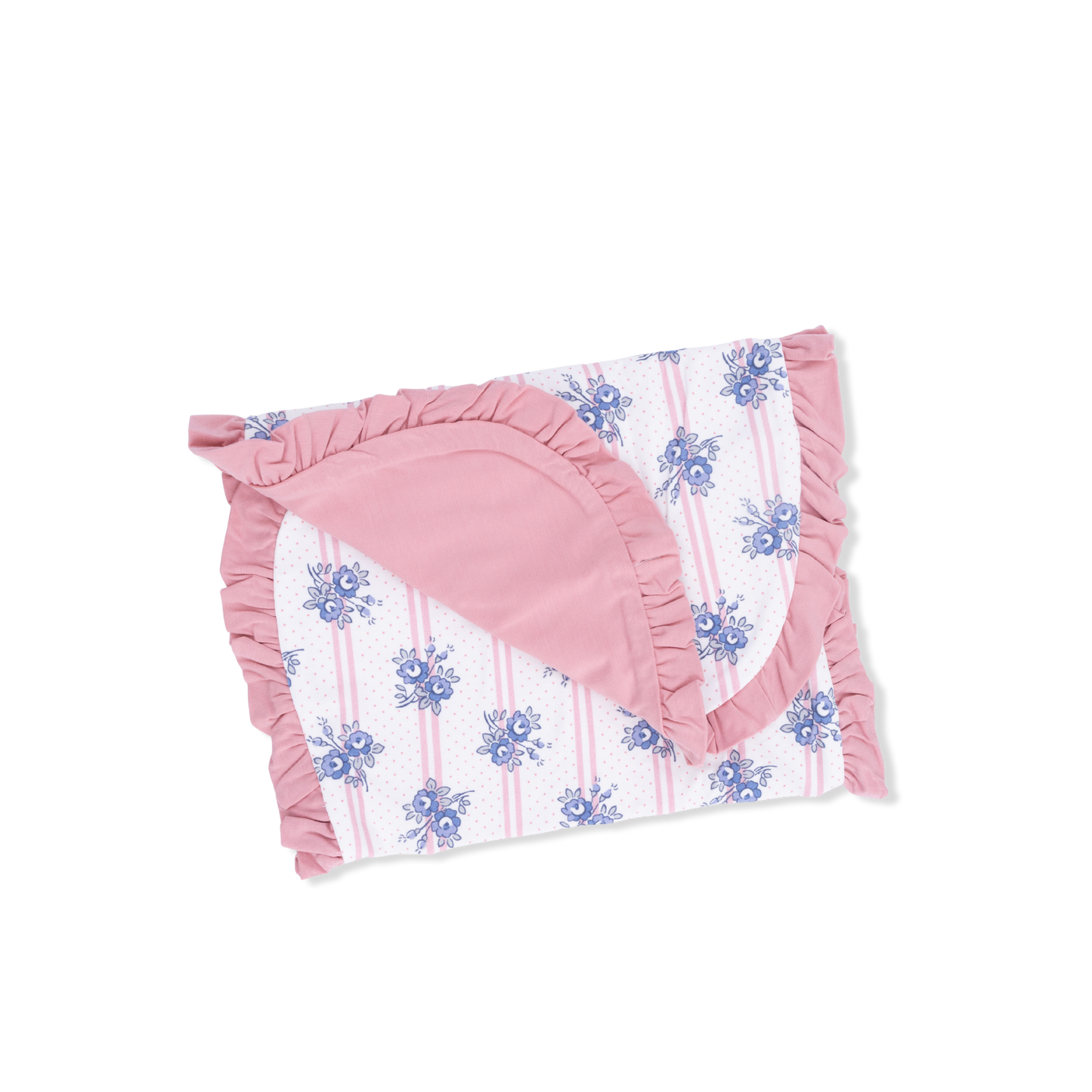 Stripe Dot Roses - Ruffle Burp Cloth