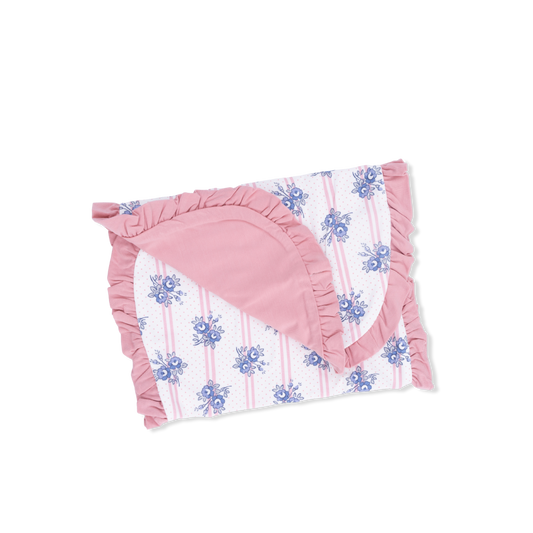Stripe Dot Roses - Ruffle Burp Cloth