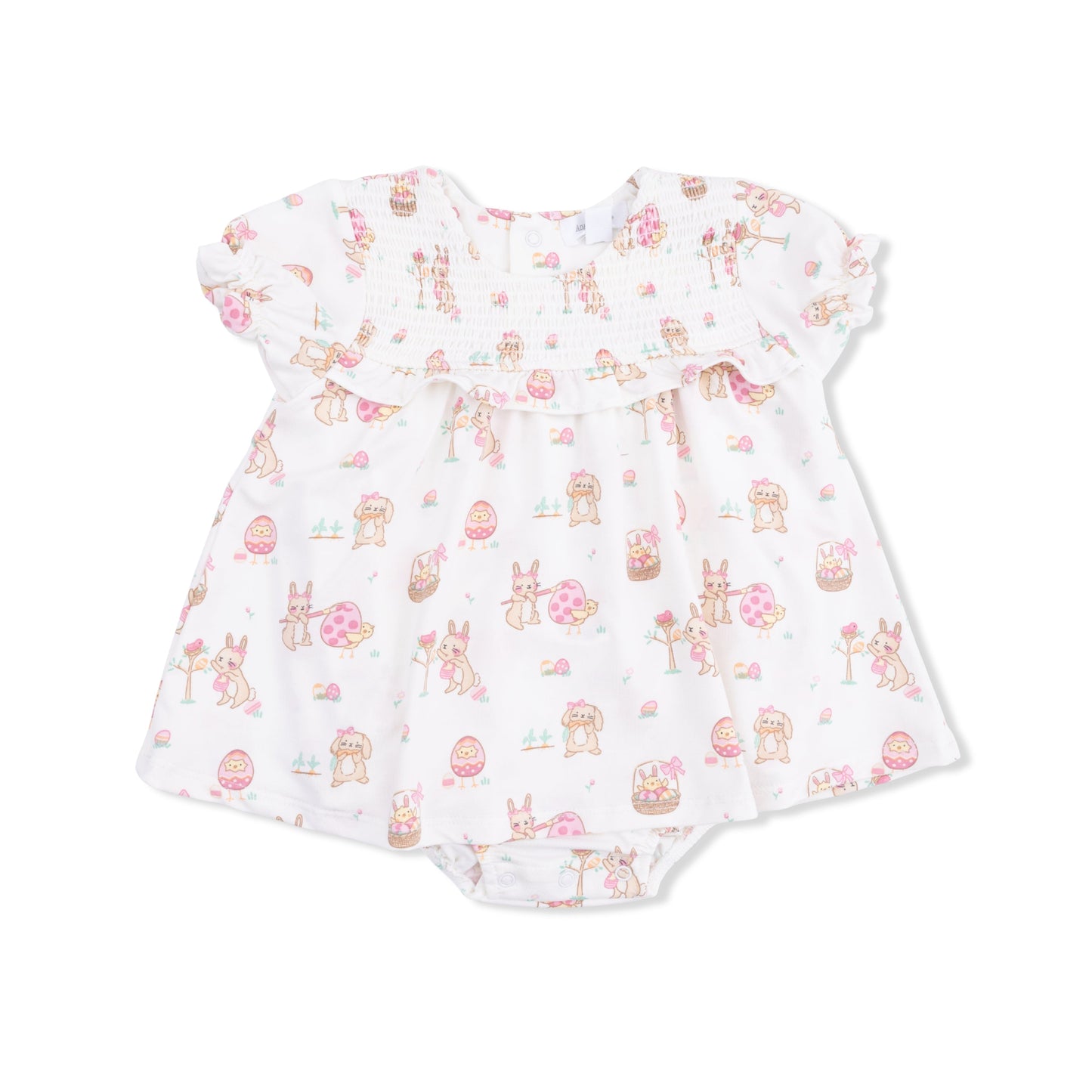 Easter Egg Hunt Pink - Smocked Ruffle Bubble with Skirt