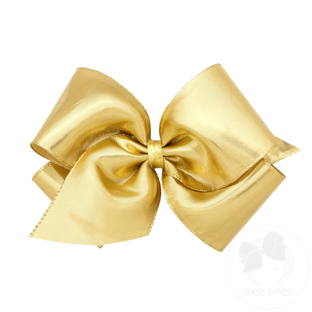Metallic Overlay Girls Hair Bow – Gold – Wee Ones™