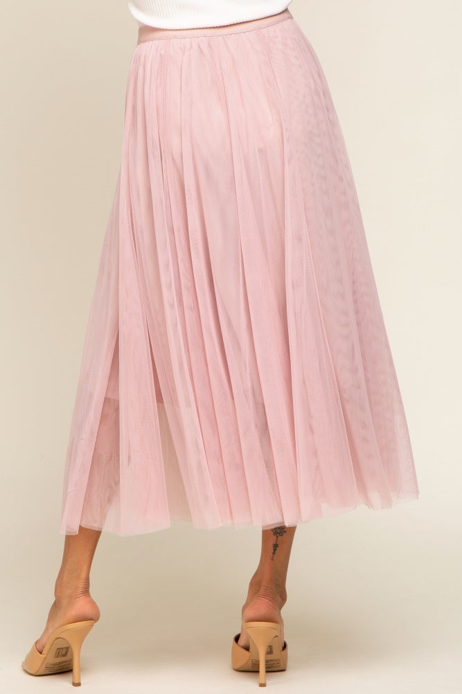 Light Pink Tulle Midi Skirt