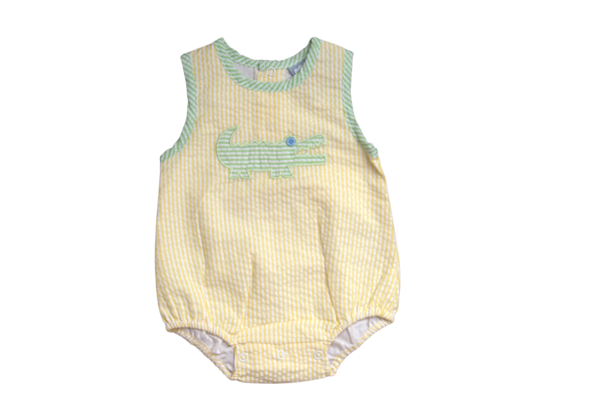Alligator Appliqué Baby Boy Bubble Romper