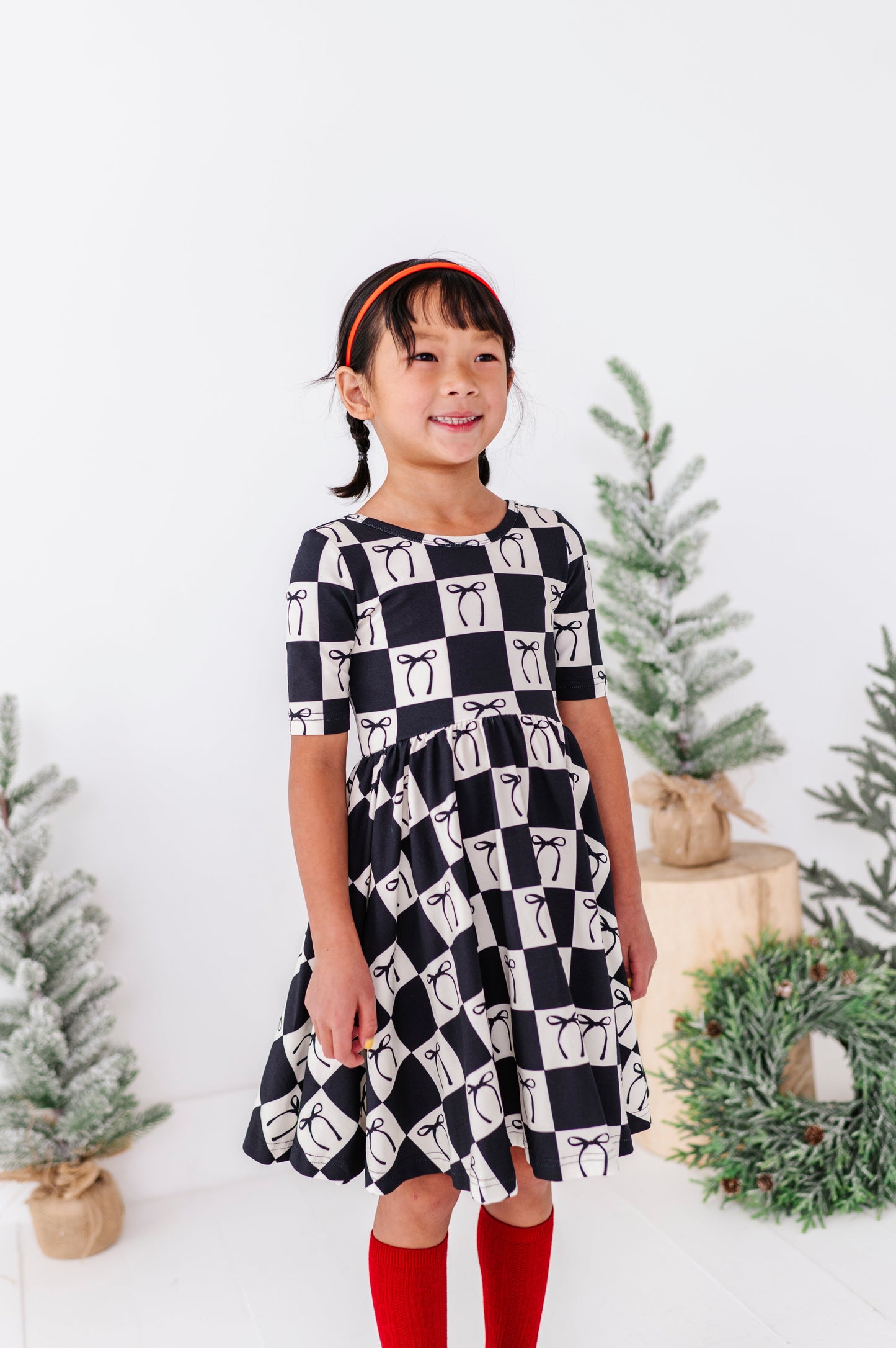 Checkered Bow | Scoop Back Dress