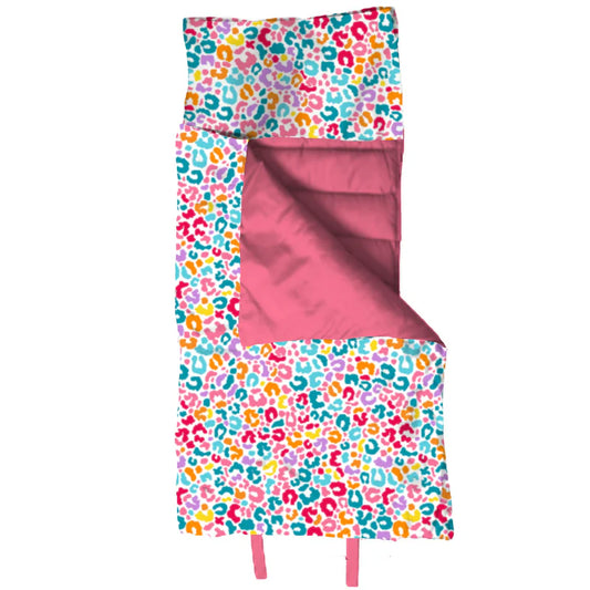Jane Marie Colorful Leopard Kids Roll-Up Nap Mat with Blanket & Pillow | Toddler Daycare & Preschool Sleeping Mat | Kindergarten Nap Mat | Bossier City, LA
