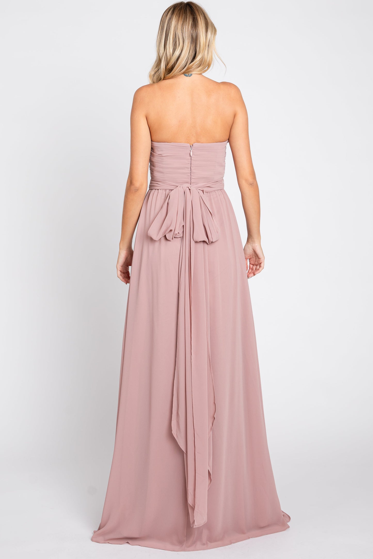 Mauve Sweetheart Convertible Chiffon Gown