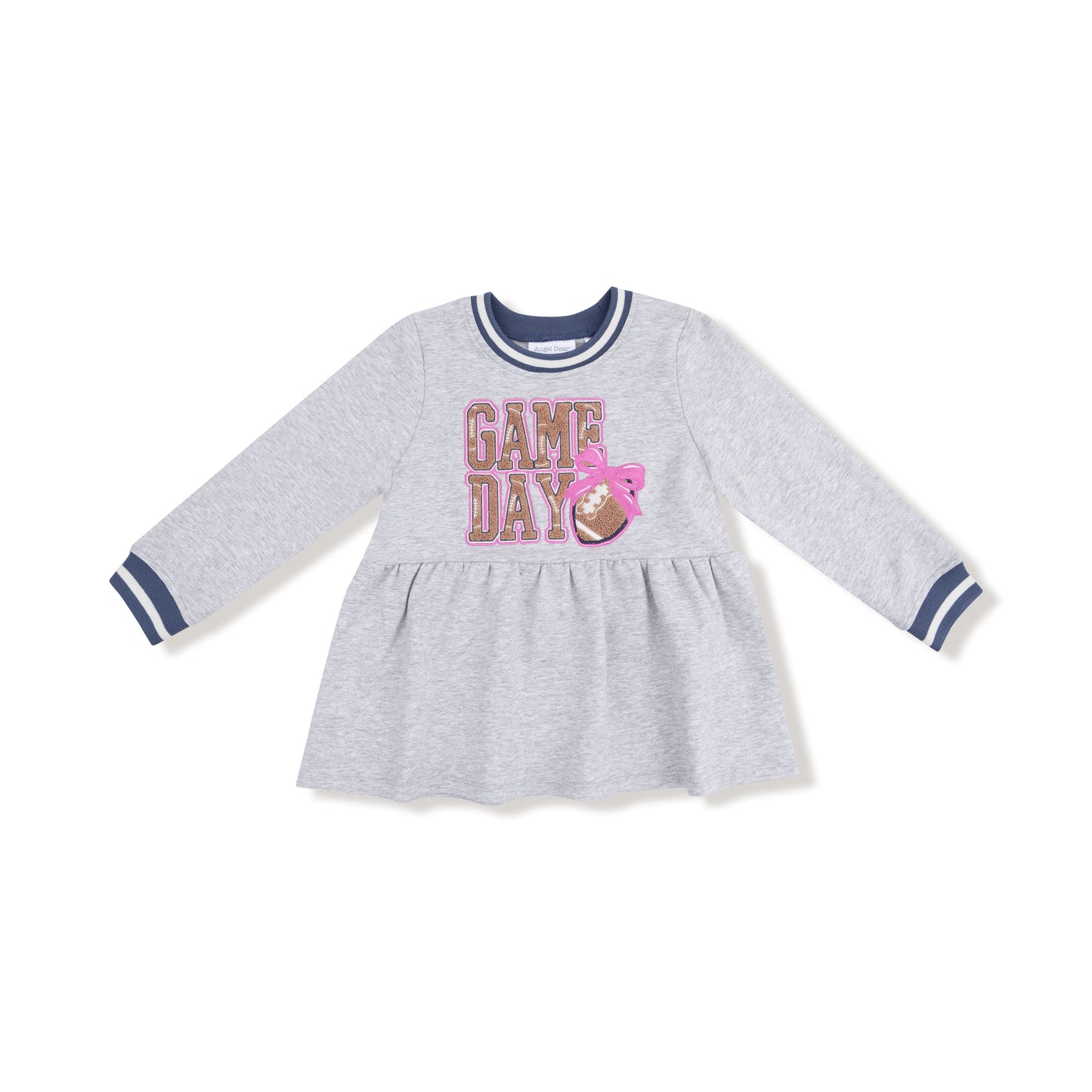 Varsity - Light Grey - French Terry Dress with Game Day Patch