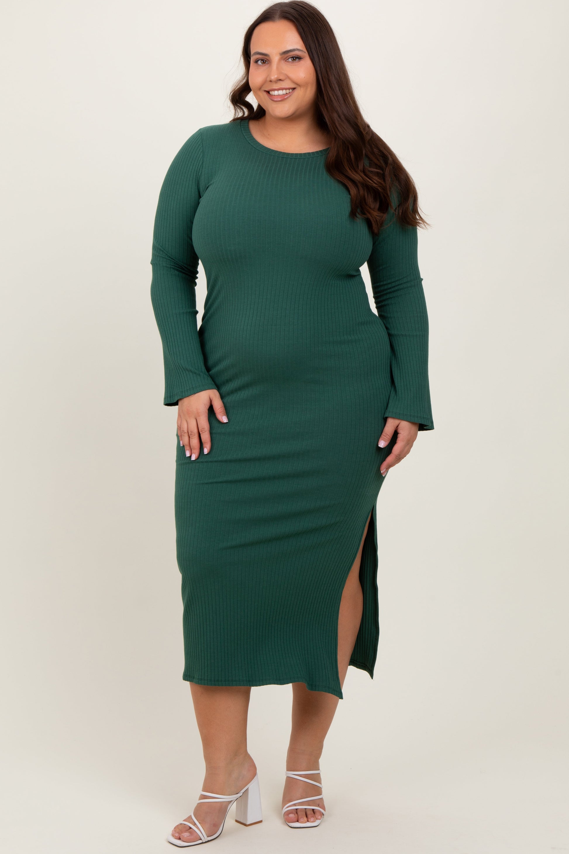 green plus size maternity dress Royal Blue Off-the-shoulder Mermaid Maternity Photoshoot Gown, Dark Green / S main image 1