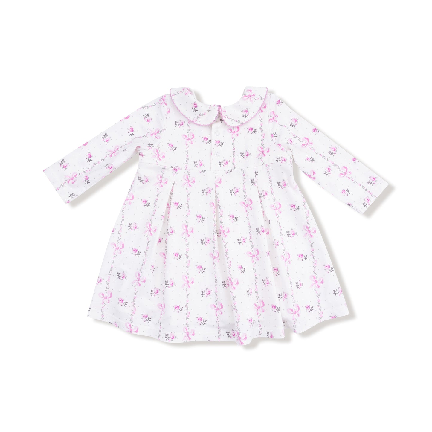 Long Sleeve Peter Pan Collar Dress with Smocking and Bloomer