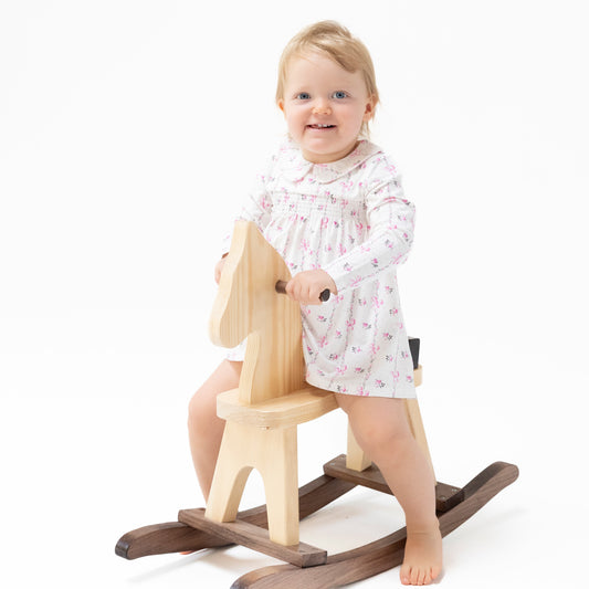 Long Sleeve Peter Pan Collar Dress with Smocking and Bloomer