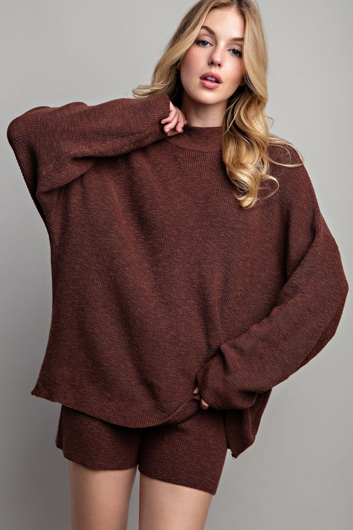 Brown Sweater and Short Set