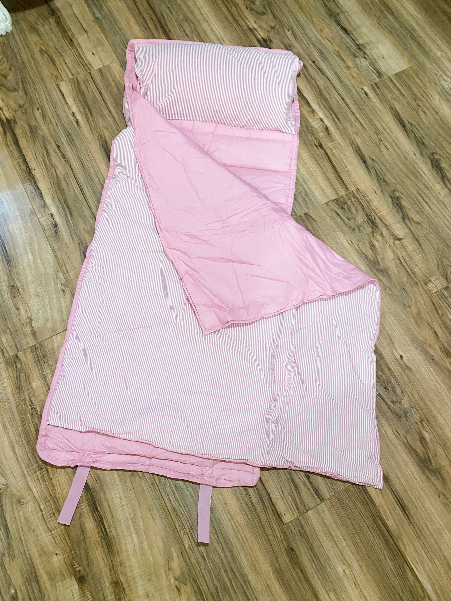 Jane Marie Pink Seersucker Kids Roll-Up Nap Mat with Blanket & Pillow | Toddler Daycare & Preschool Sleeping Mat | Kindergarten Nap Mat | Bossier City, LA