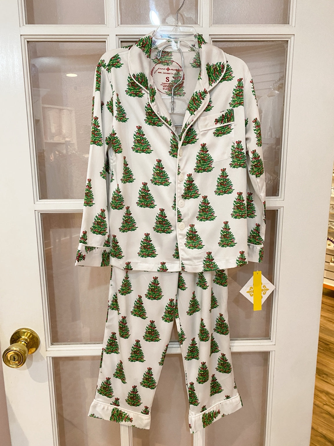 Classic Christmas Tree Satin Loungewear Set – Two-Piece Holiday Pajamas