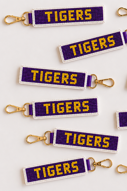 SC - ETA 8/24-9/7 TIGERS Beaded Keychain