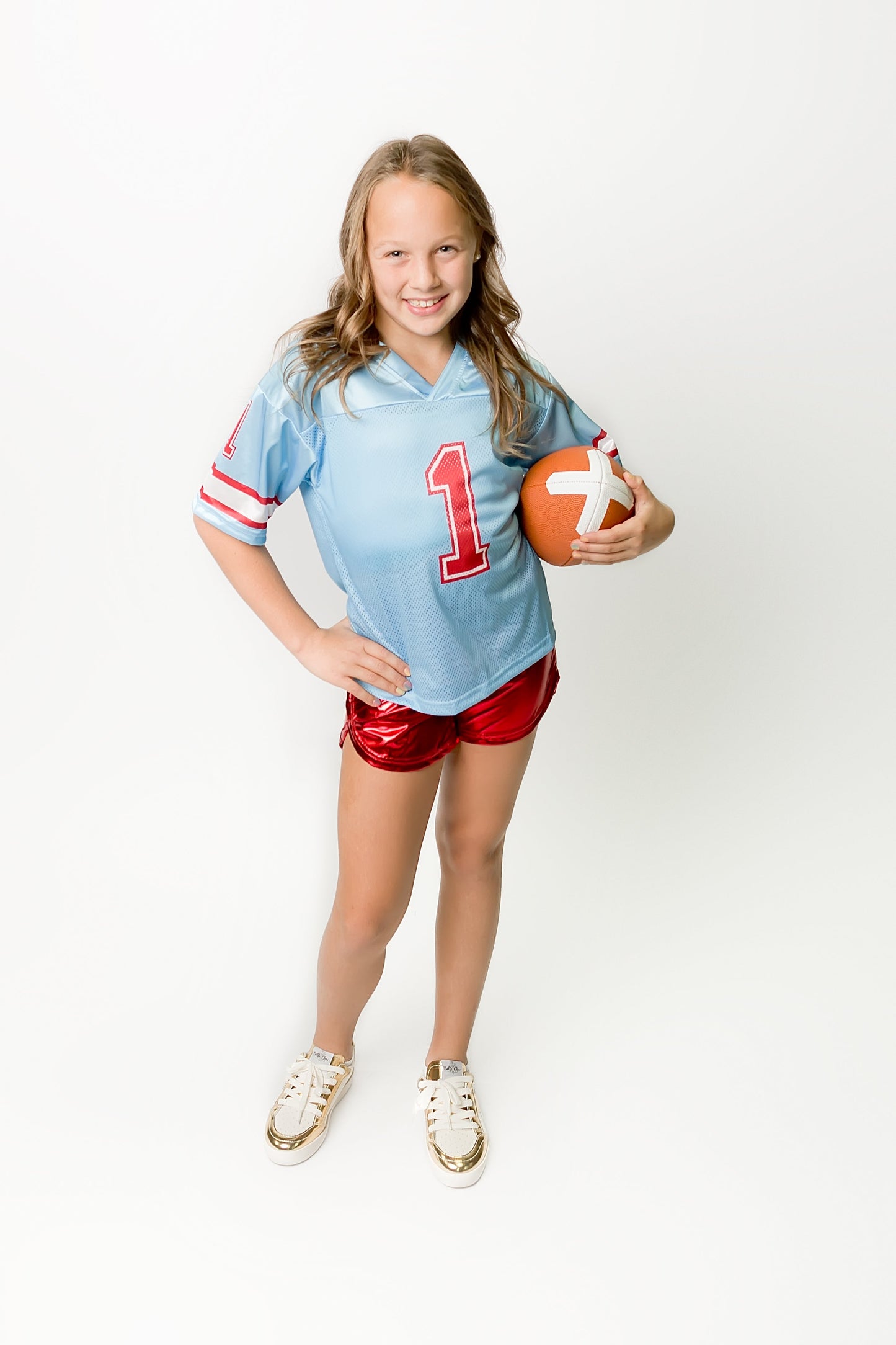 Kids' Light Blue & Red Football Jersey