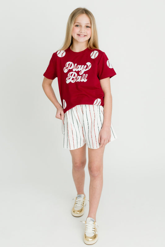 Maroon Play Ball Kid Shirt