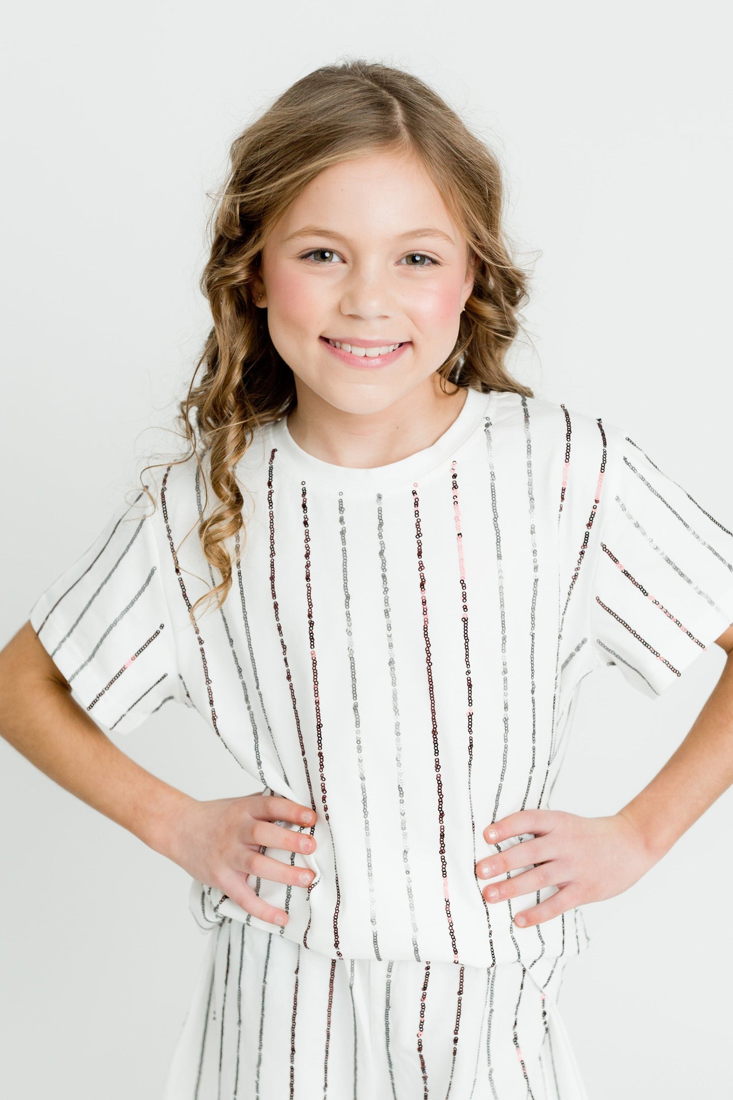 Maroon and Silver Sequin Striped Kid Shirt