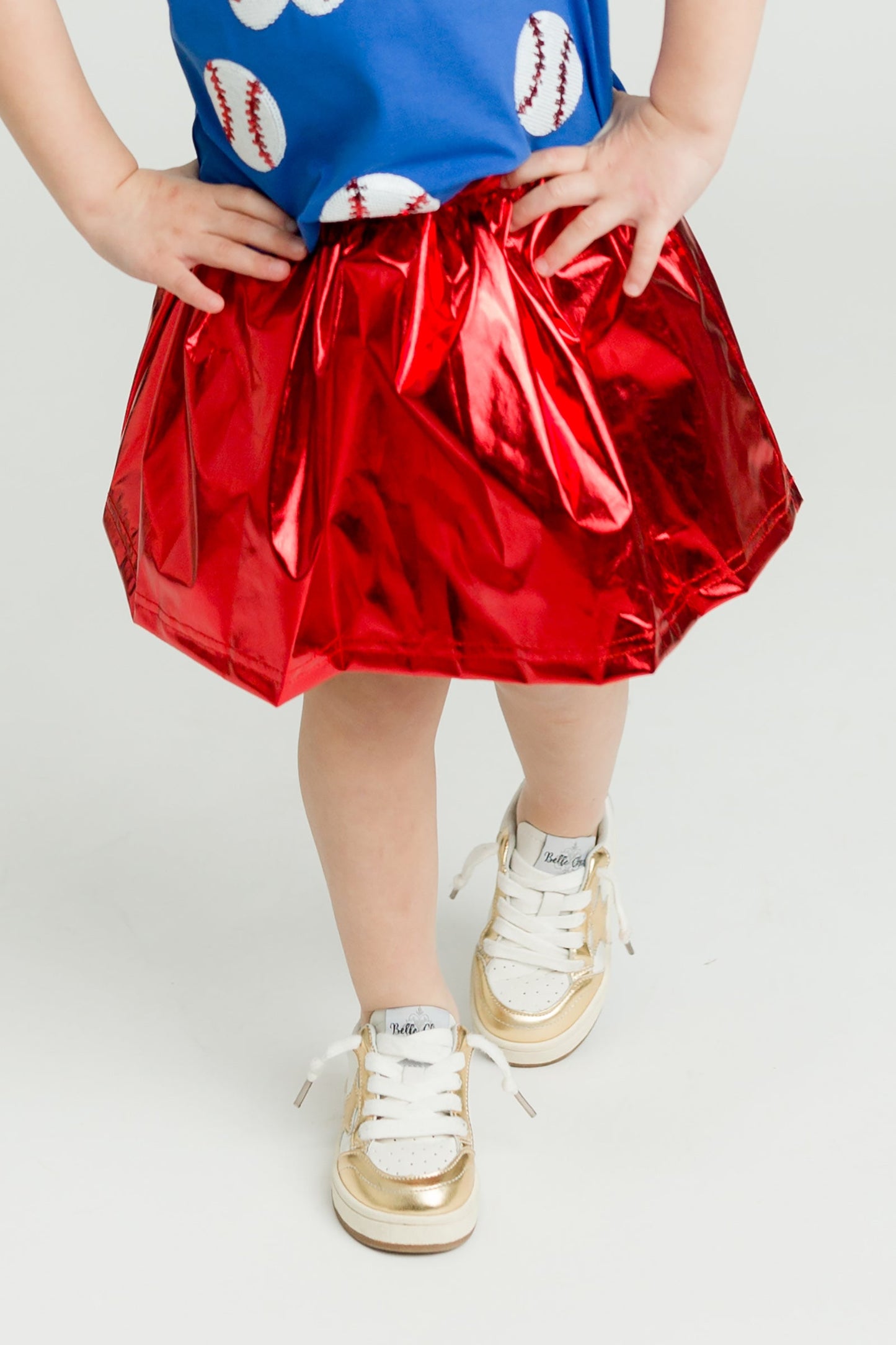 Kids' Metallic Skort - Red