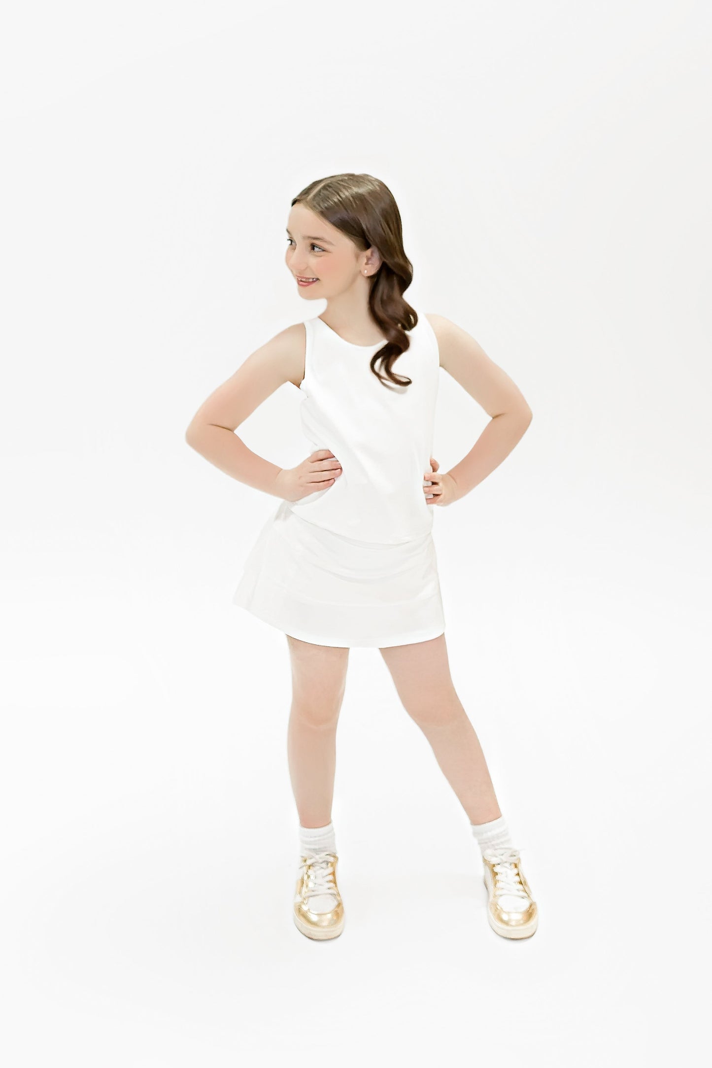 Kids' Tennis Skort - White