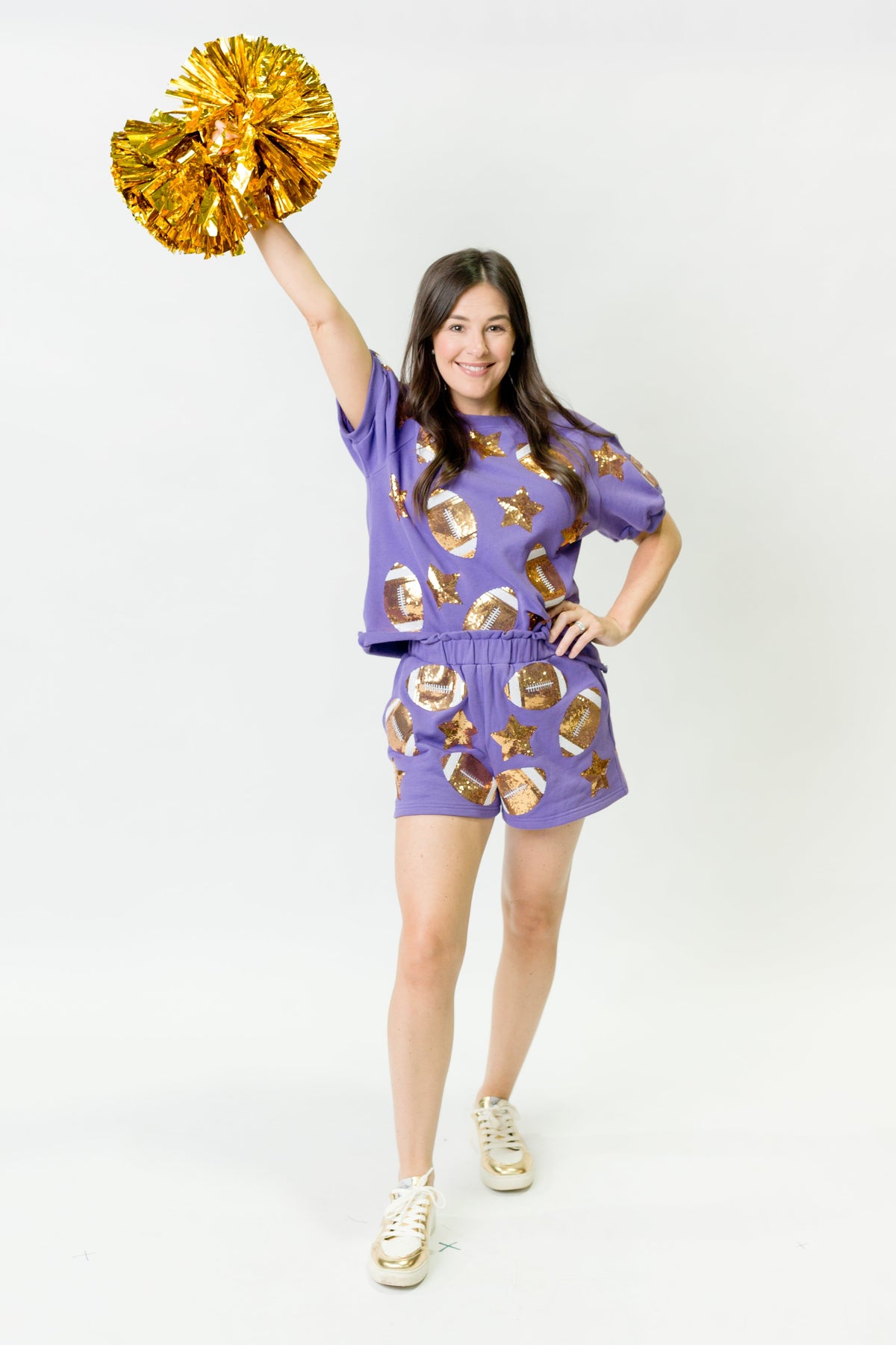Women's Sequin Football Top - Purple
