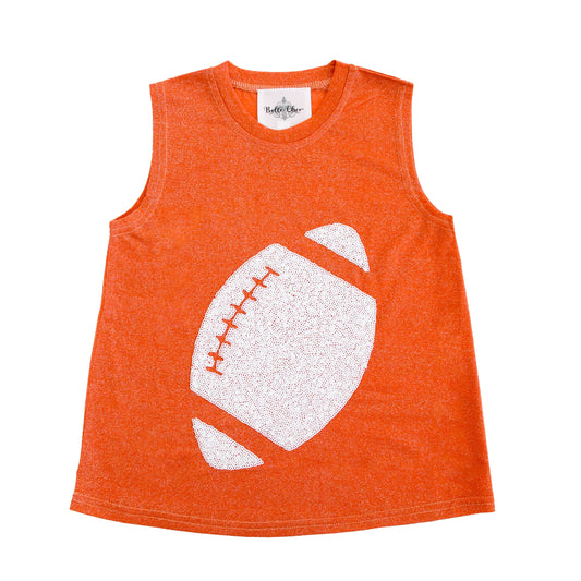 White Football Orange Glitter Kid Tank