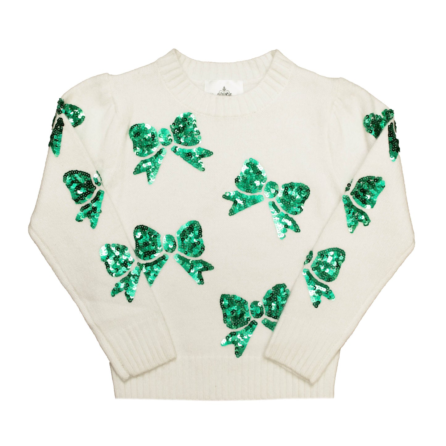 Green Bows Cream Sweater