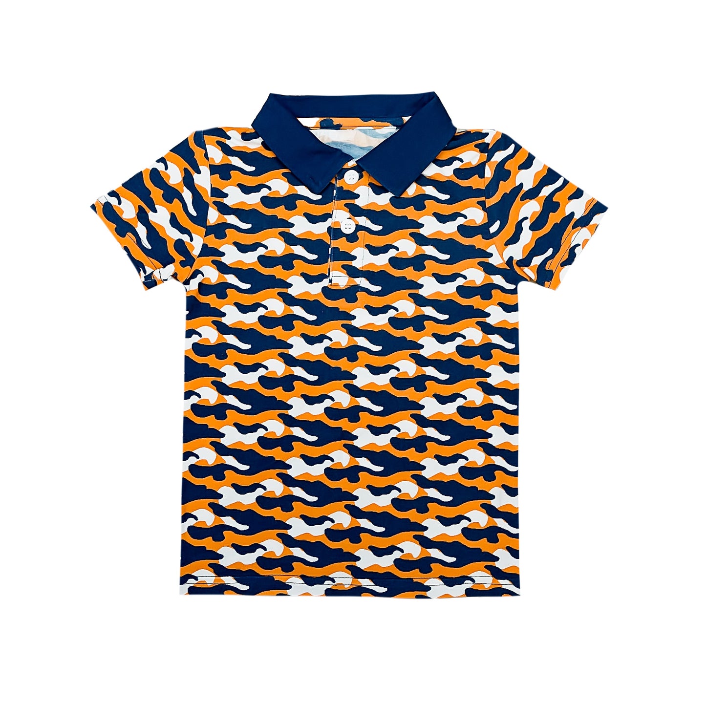 Navy and Orange Camo Polo