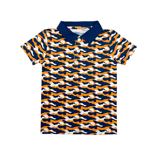 Navy and Orange Camo Polo