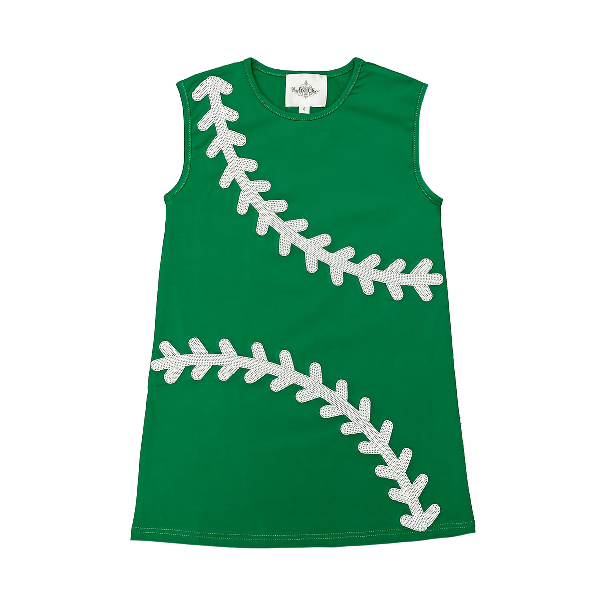 Girls Sequin Baseball Green Dress