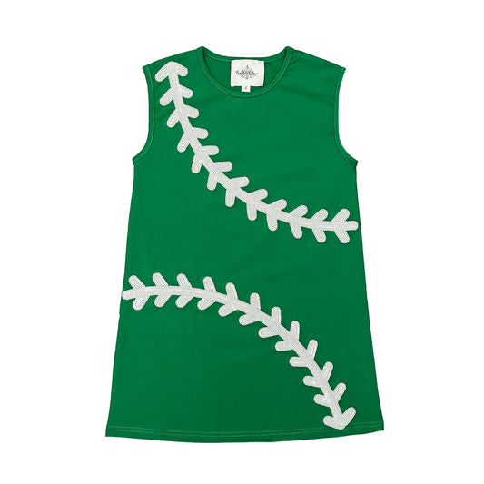 Girls Sequin Baseball Green Dress