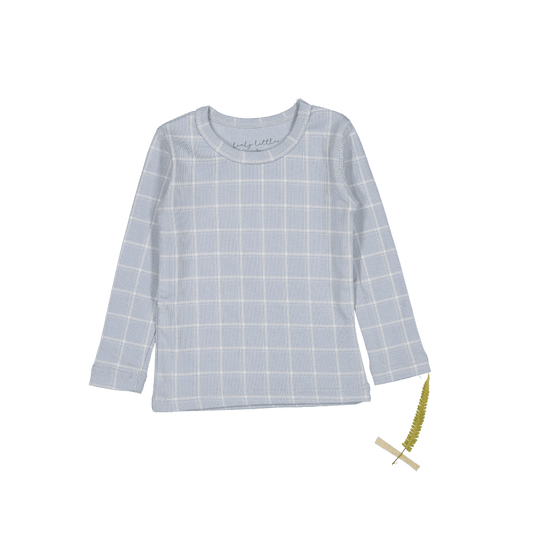 The Printed Long Sleeve Tee - Blue Grid