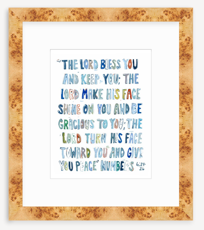Numbers 6: 24-26 Blue Bible Verse Fine Art Print