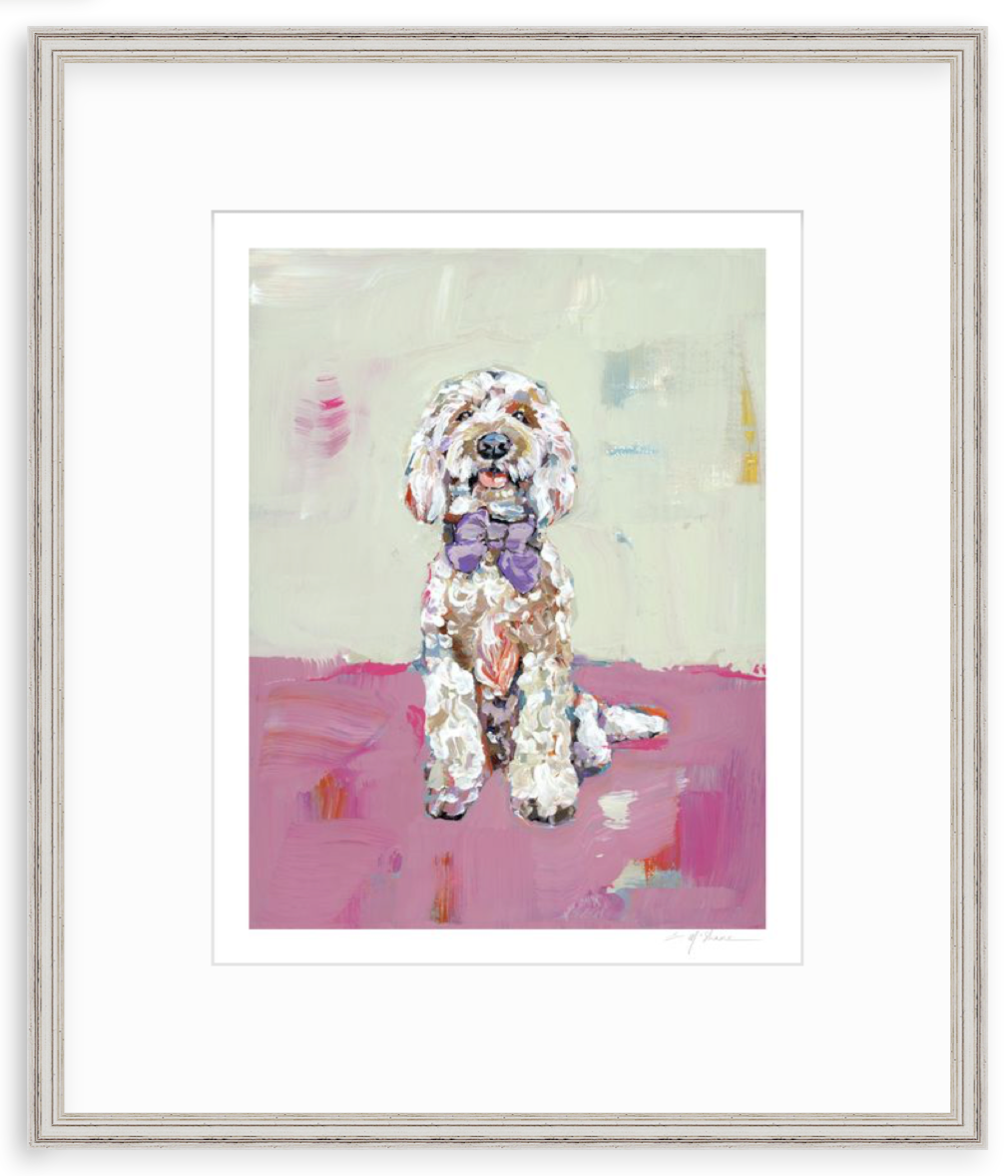 Doodle Dog (pink background) Fine Art Print
