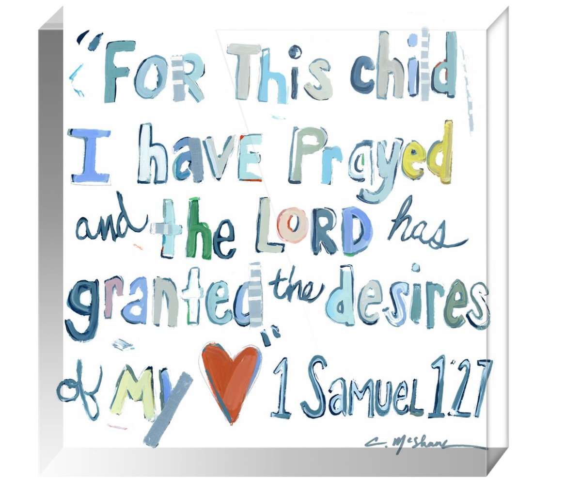 1 Samuel 1:27 Bible Verse Acrylic Tabletop Art
