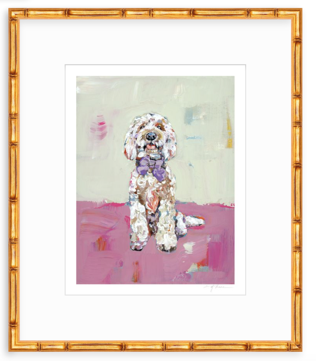 Doodle Dog (pink background) Fine Art Print