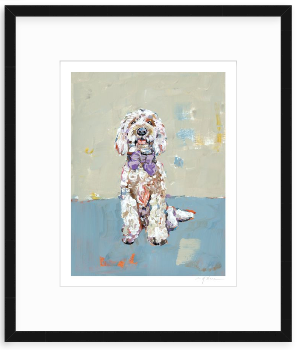 Doodle Dog (blue background) Fine Art Print
