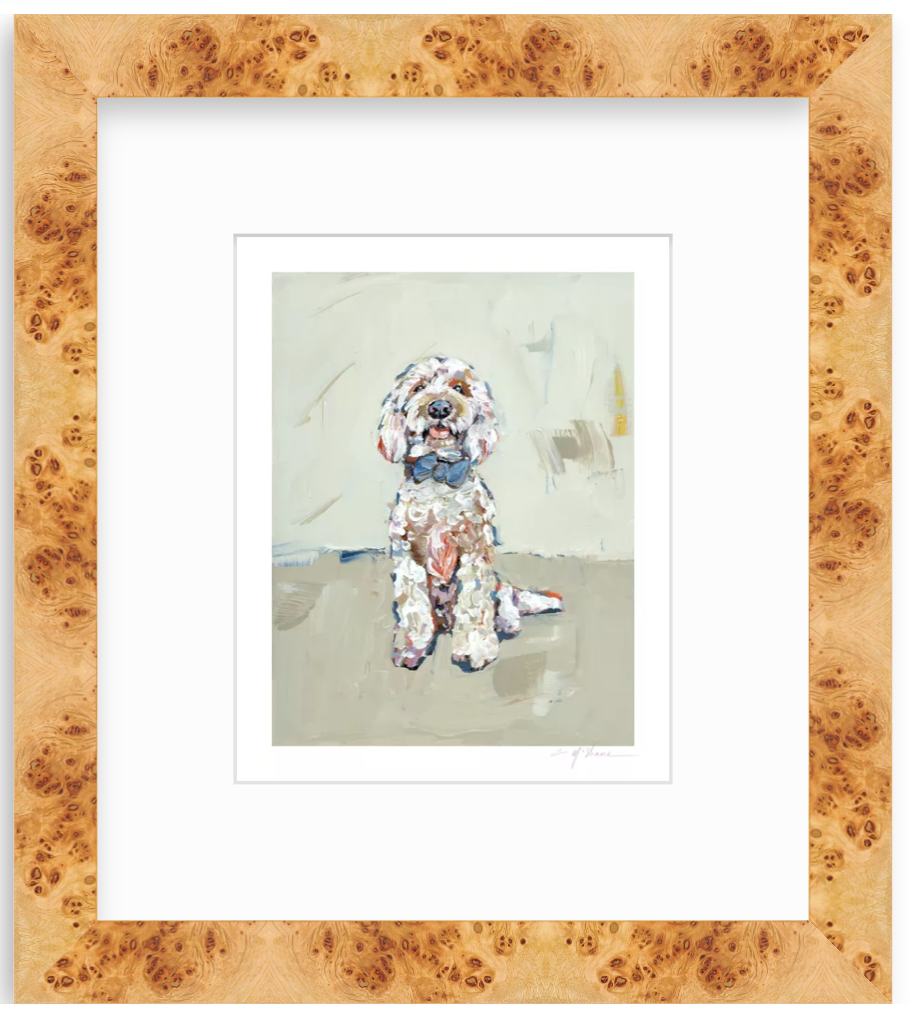 Goldendoodle Blue Bow Fine Art Print