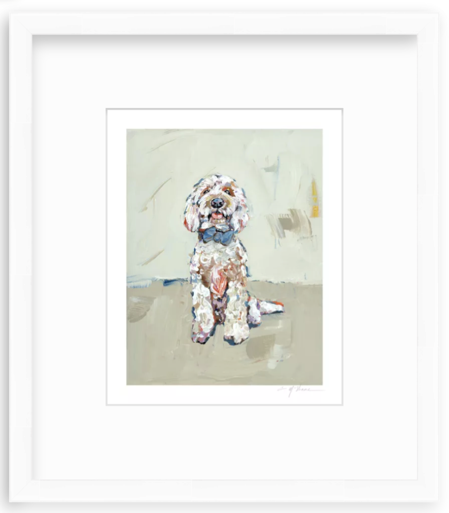 Goldendoodle Blue Bow Fine Art Print