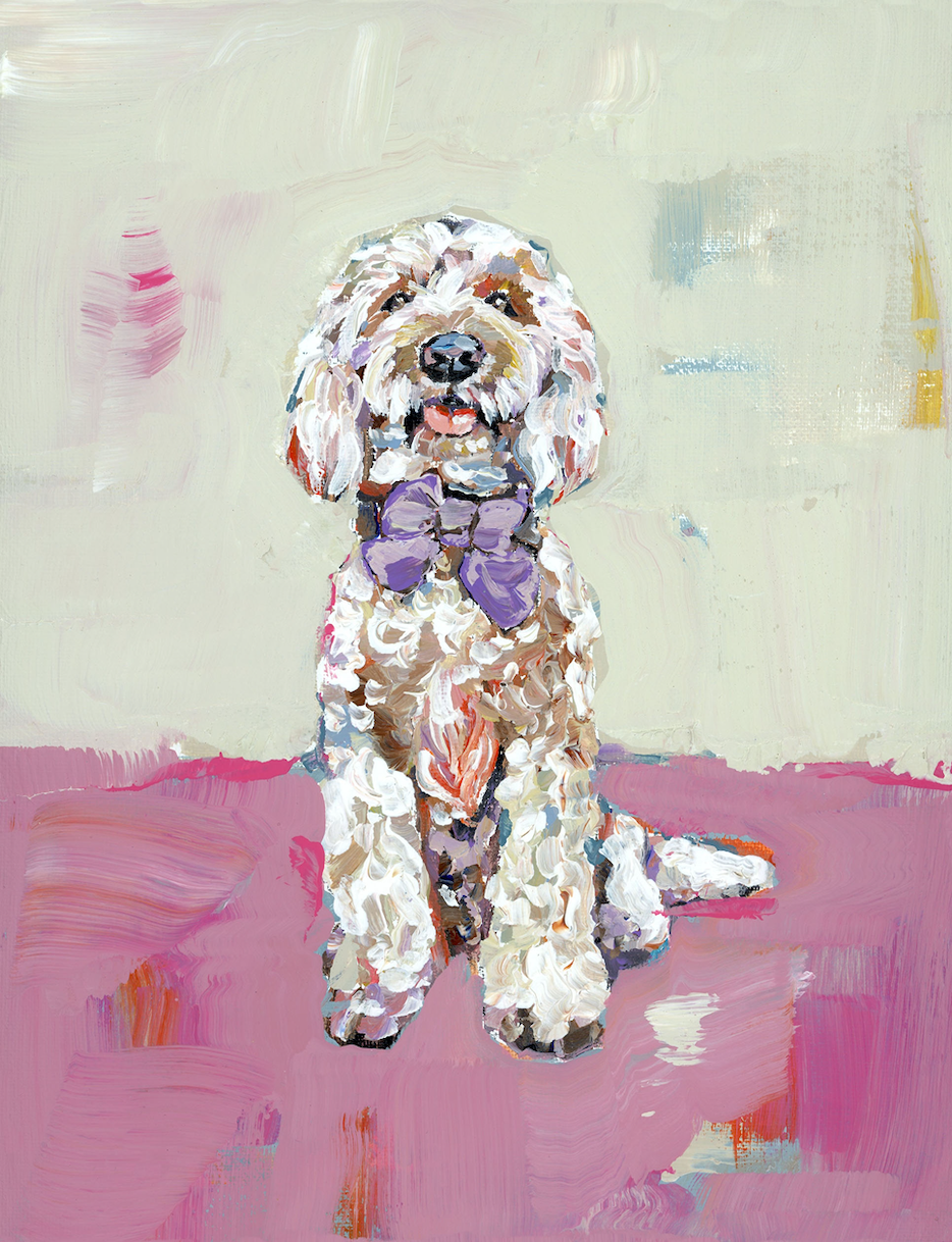 Doodle Dog (pink background) Fine Art Print