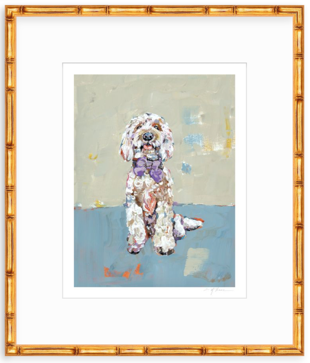 Doodle Dog (blue background) Fine Art Print