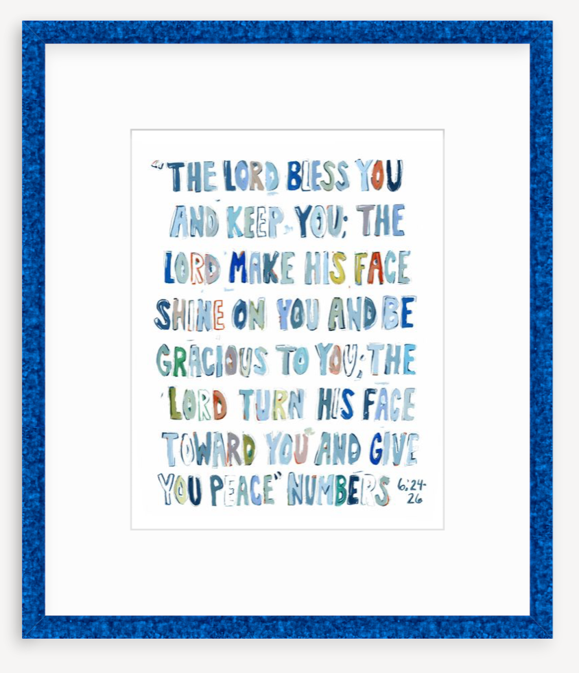 Numbers 6: 24-26 Blue Bible Verse Fine Art Print