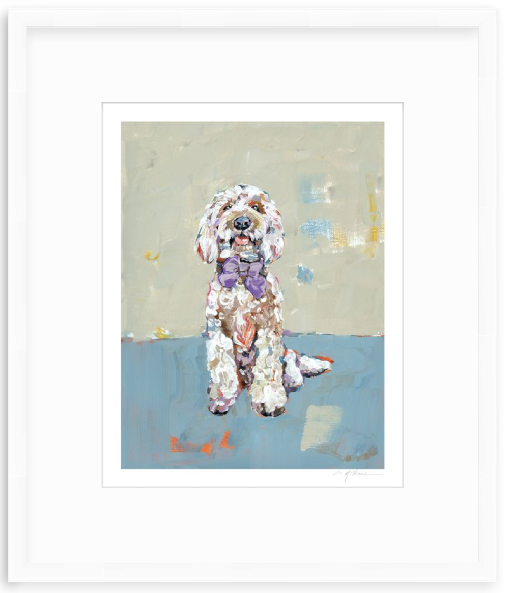 Doodle Dog (blue background) Fine Art Print