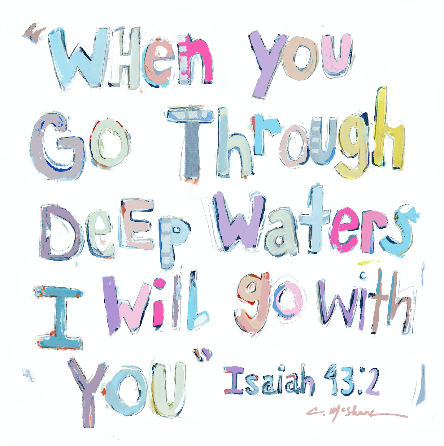 Isaiah 43:2 Bible Verse Acrylic Tabletop Art