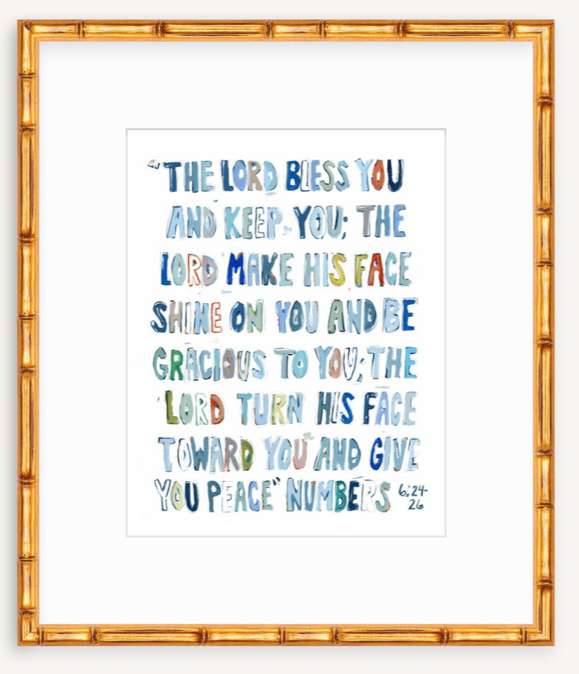 Numbers 6: 24-26 Blue Bible Verse Fine Art Print
