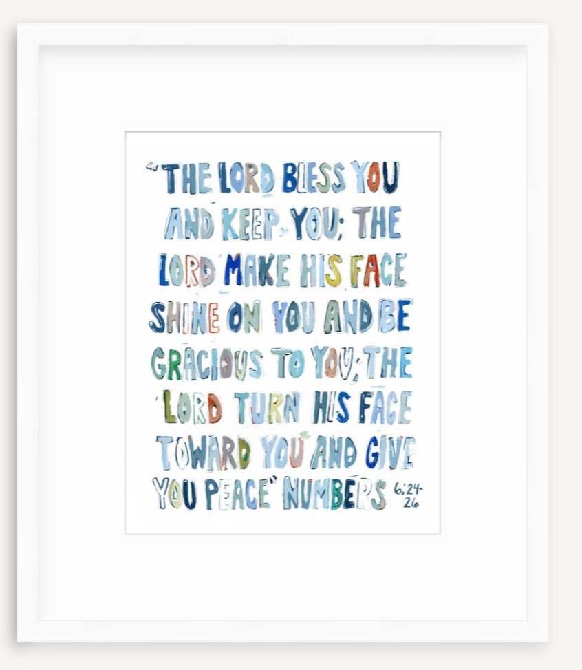 Numbers 6: 24-26 Blue Bible Verse Fine Art Print