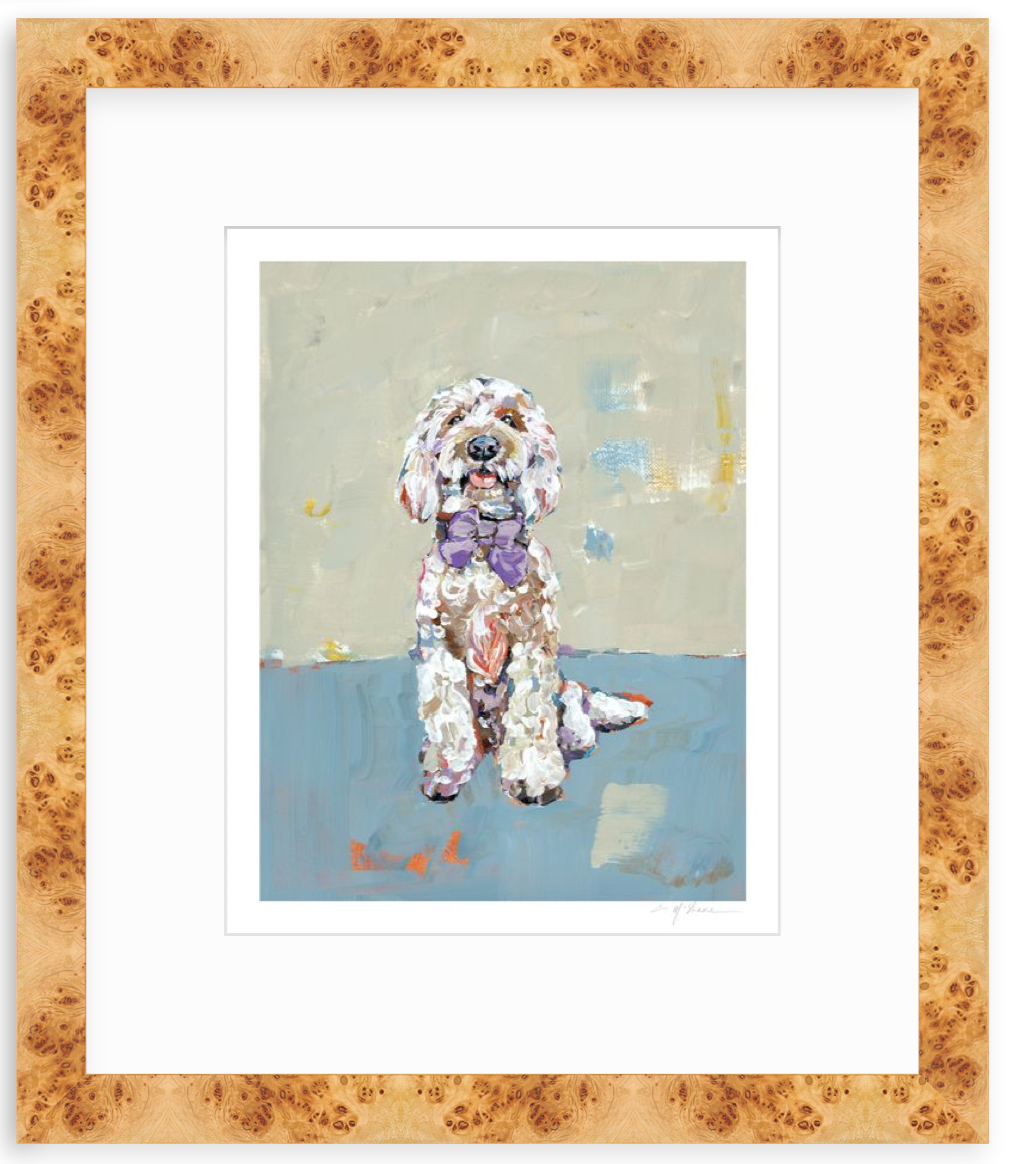 Doodle Dog (blue background) Fine Art Print