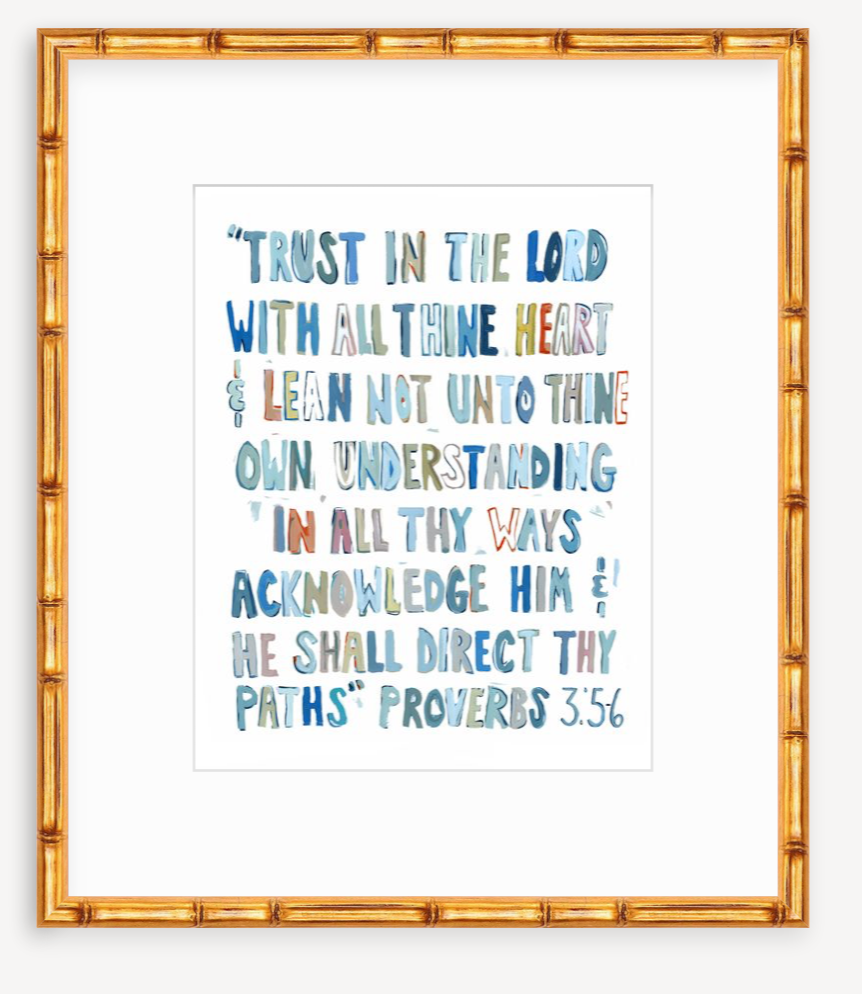Proverbs 3: 5-6 Blues Bible Verse Fine Art Print