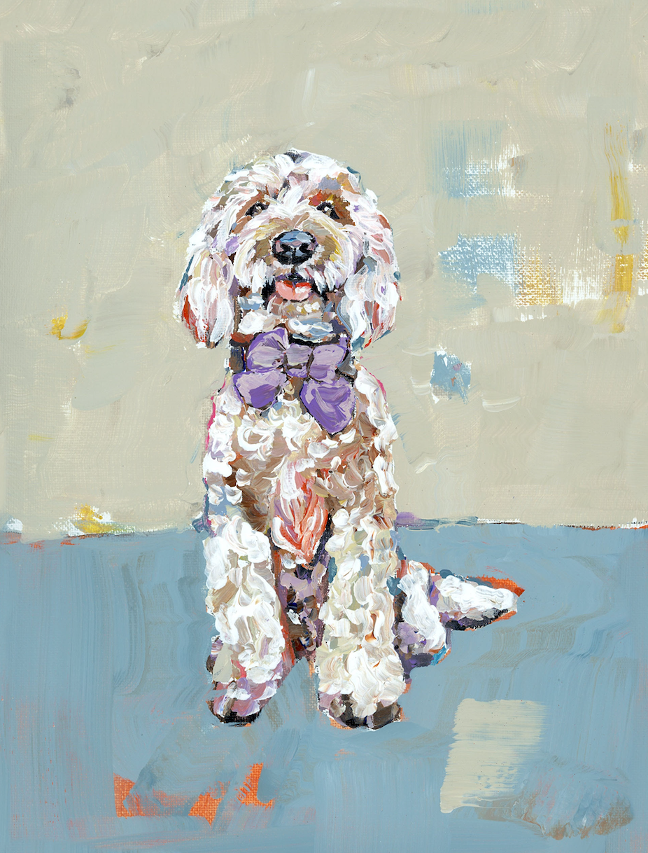 Doodle Dog (blue background) Fine Art Print