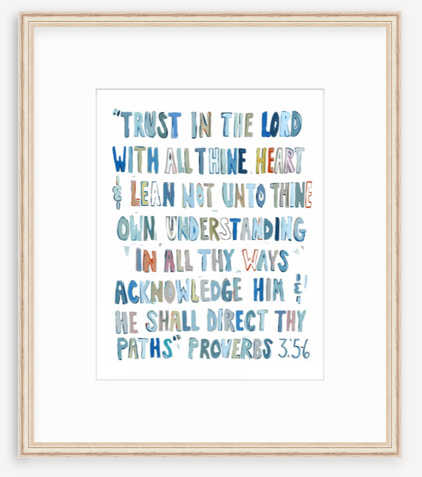 Proverbs 3: 5-6 Blues Bible Verse Fine Art Print