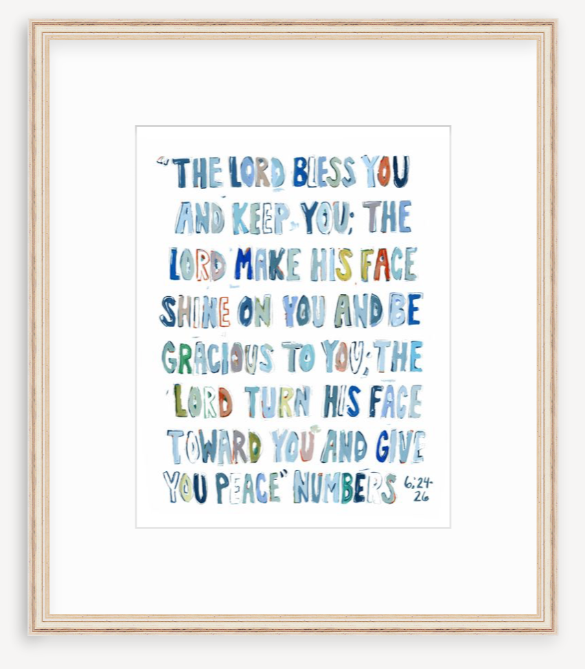Numbers 6: 24-26 Blue Bible Verse Fine Art Print