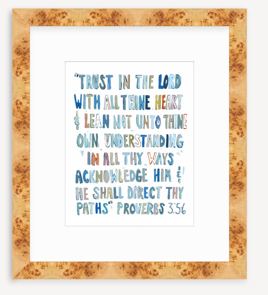 Proverbs 3: 5-6 Blues Bible Verse Fine Art Print